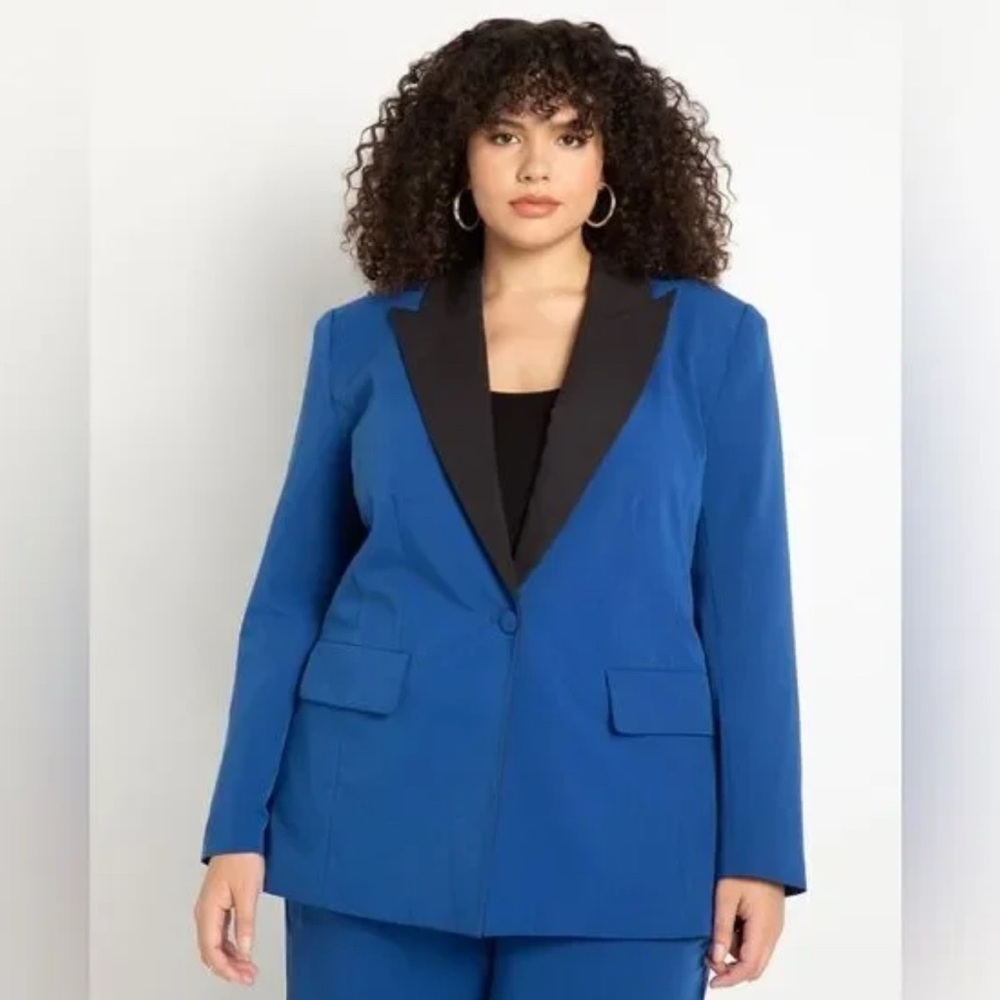 Eloquii Royal Blue Blazer with Black Lapel